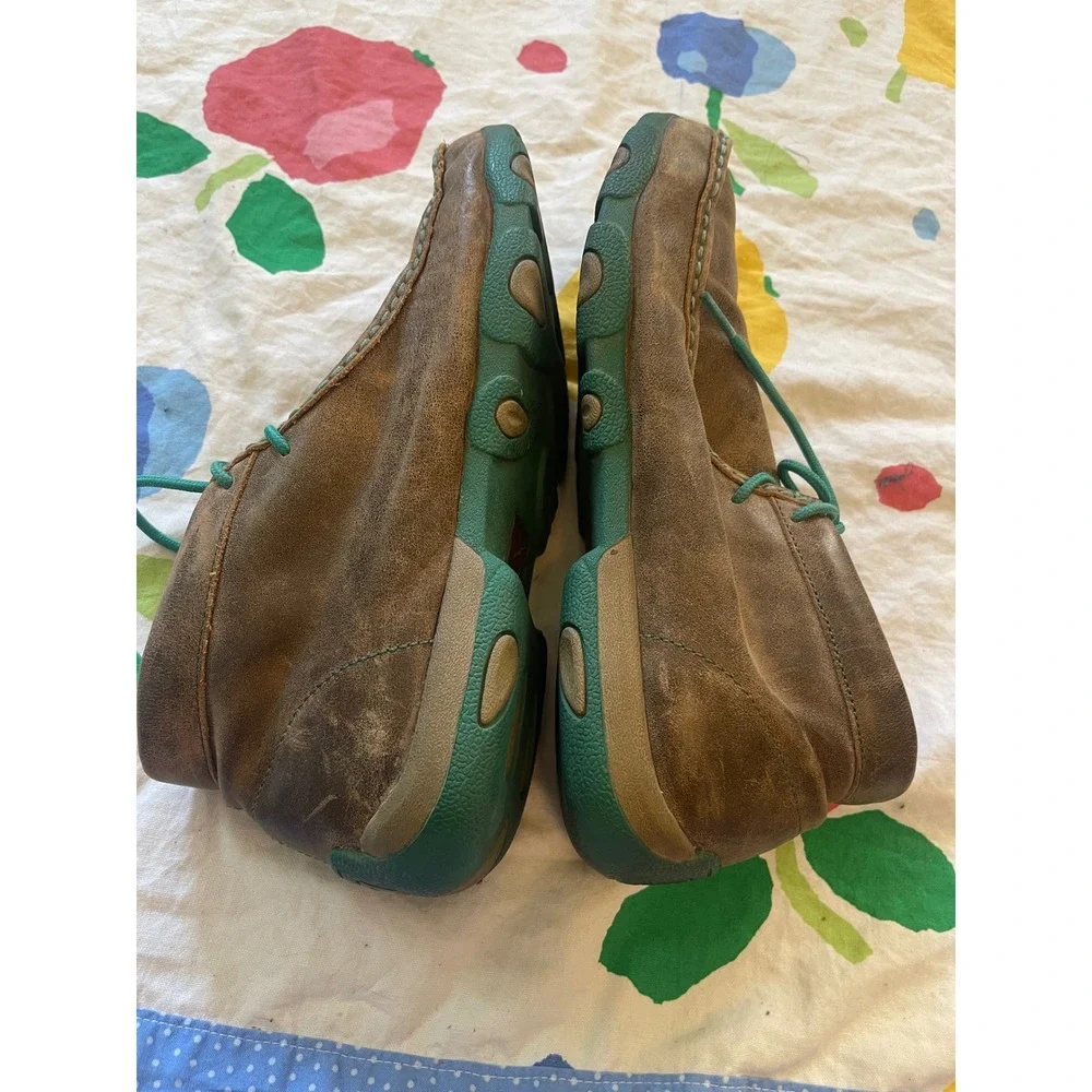 Twisted X Mens Driving Moc Chukka Boots Brown Leather Teal Size 9.5 M